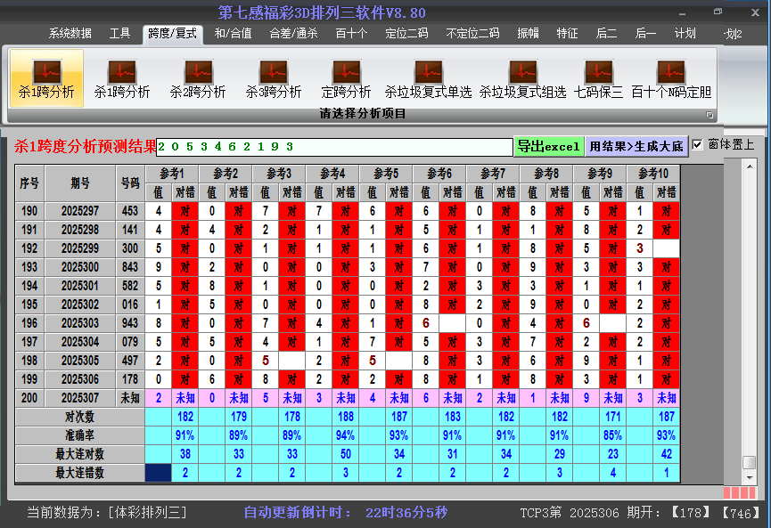 排列三软件杀跨度截图2025307
