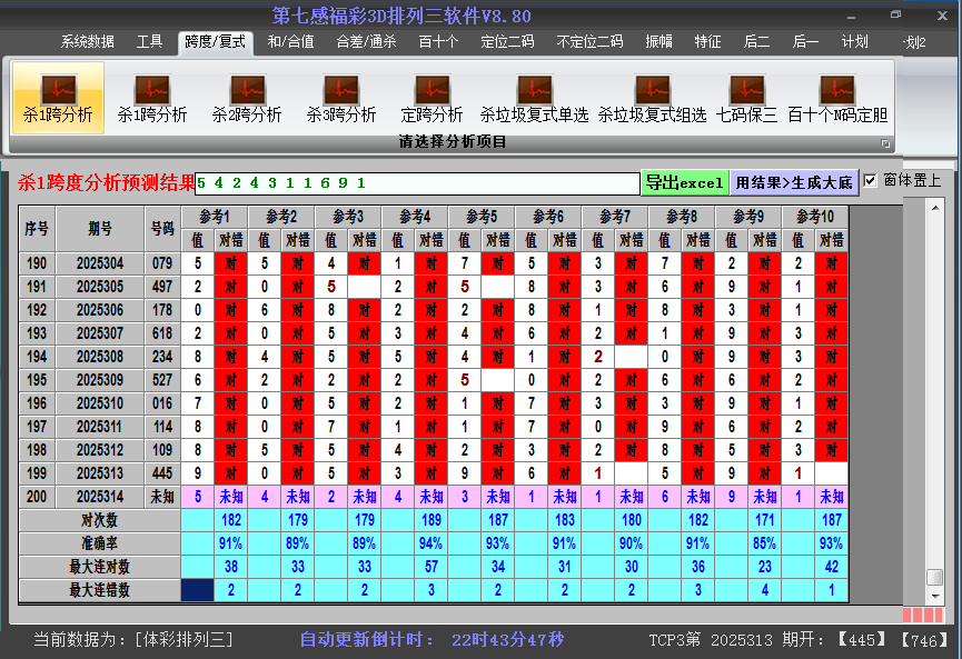 排列三软件杀跨度截图2025314