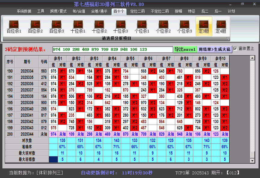 排列三胆码截图2025344