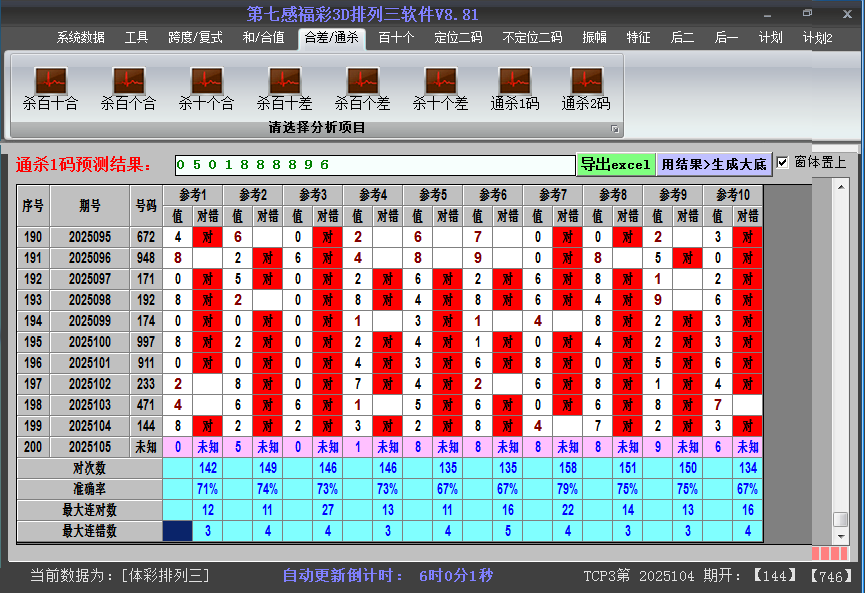 排列三软件杀码截图2025105