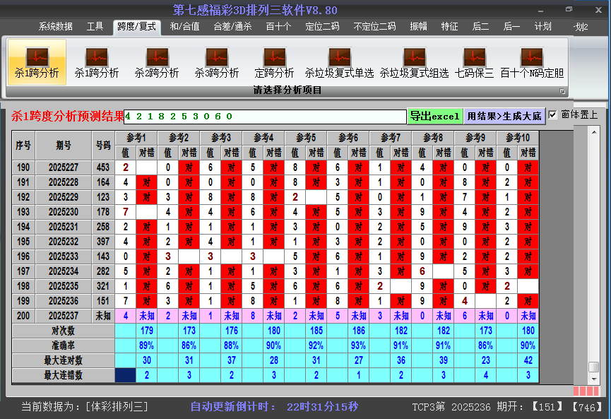 排列三软件杀跨度截图2025237